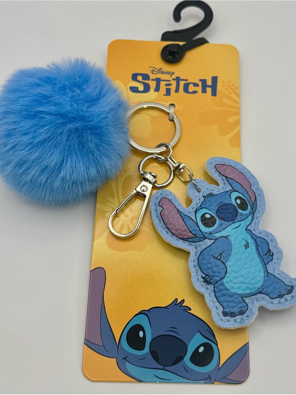 Disney Stitch Blue Pom-Pom Keychain Bag Charm With Puffy Faux Leather Character - Picture 2 of 7